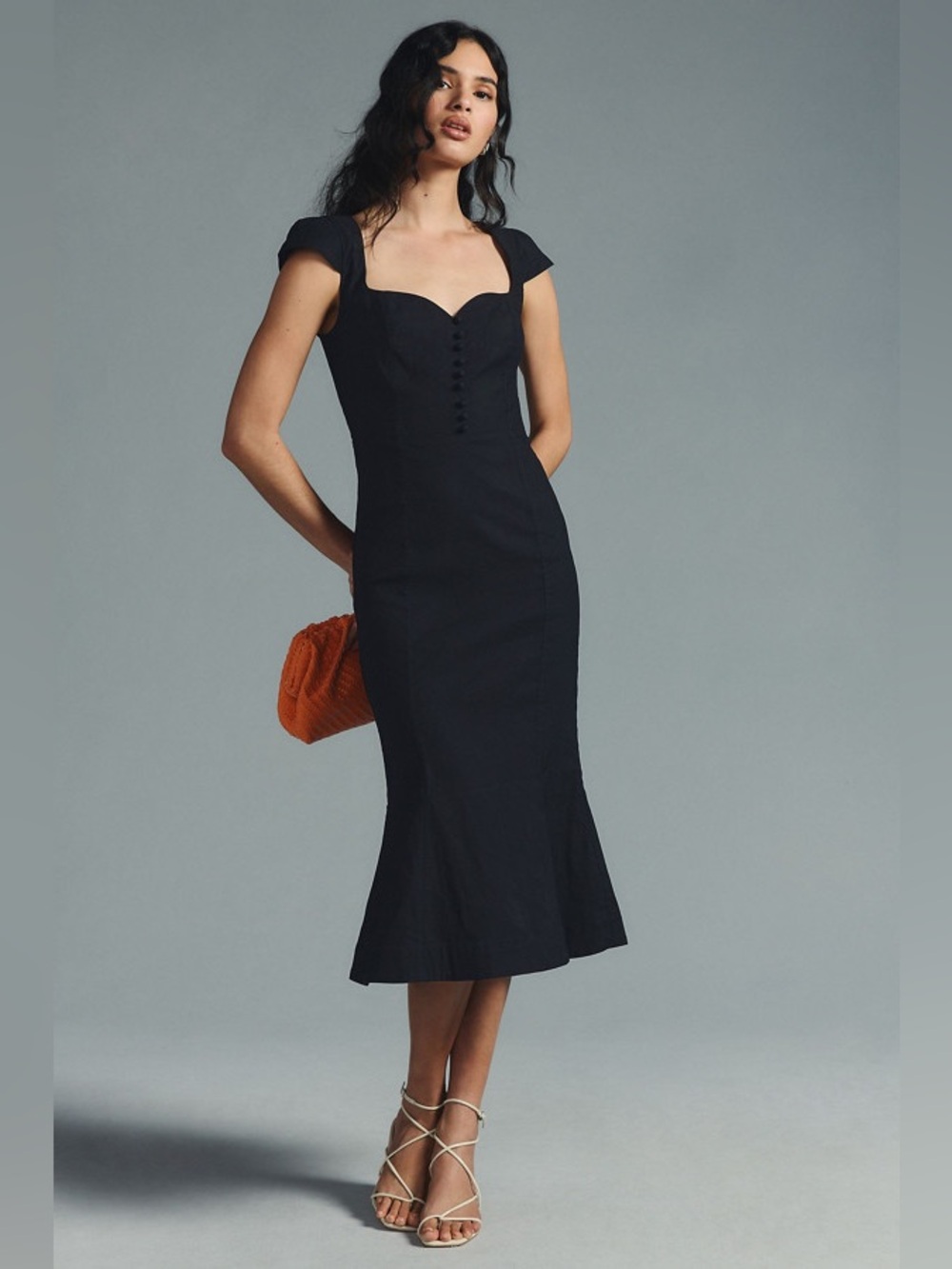 Anthropologie The Cecily Fit & Flare Sweetheart Dress, Black, Size Medium